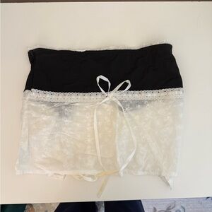 Black and White Eyelet Strapless Top with Bow